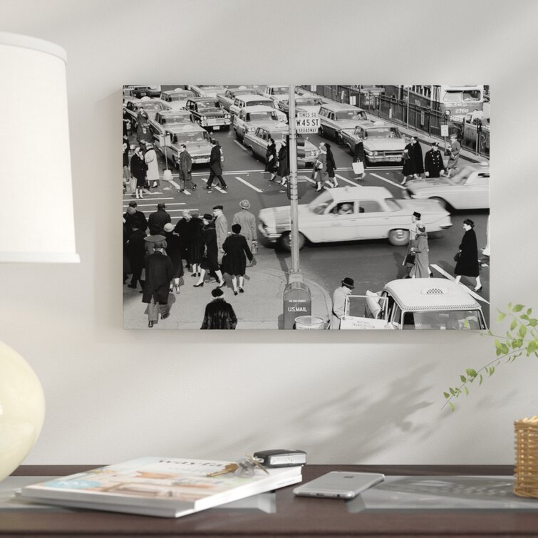 1960s Busy Intersection Cars Traffic Pedestrians Times Square Broadway And  West 45Th Street New York City USA On Canvas by Vintage Images